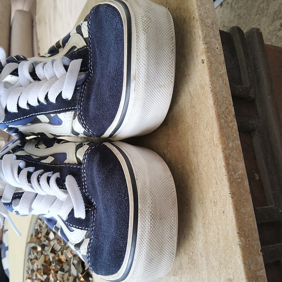 Vans Sneakers Checkboard Flame Blue & White design Size Men 8.5 Size Women 10 - Picture 7 of 14